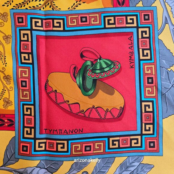 Hermès Silk Scarf Musique des Dieux Ancient Greece Greek Music Dance Hand-rolled - Picture 8 of 16